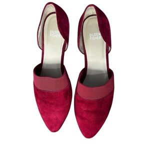 Eileen Fisher Flats Suede Red Women 8.5